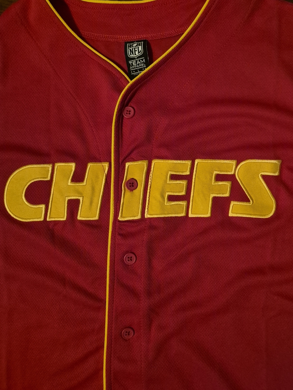 Kansas City Chiefs Red & Gold Button-Up Jersey Mens Sz Large - Picture 5 of 9